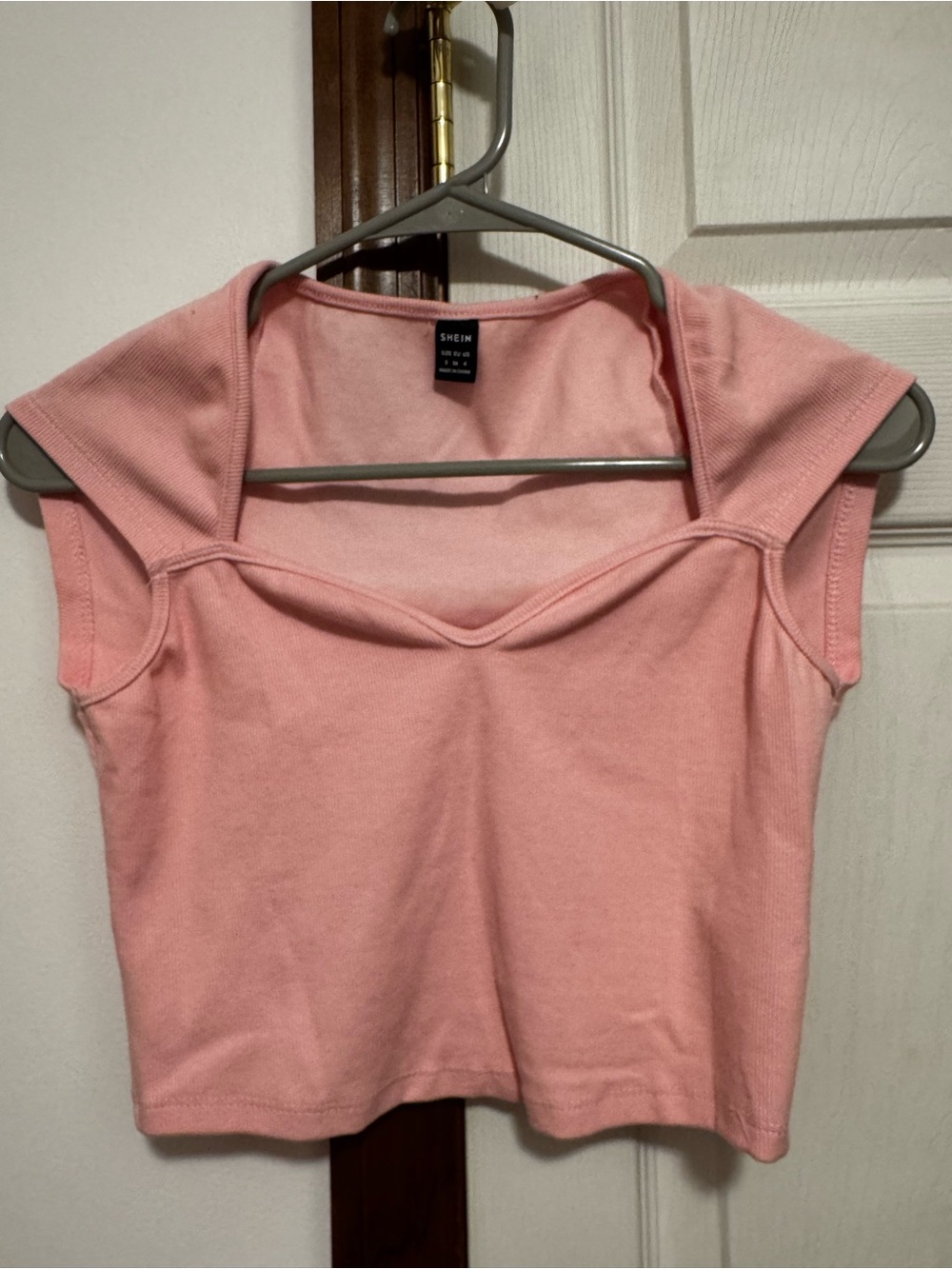 SHEIN Pink Cutout Crewneck Crop Top